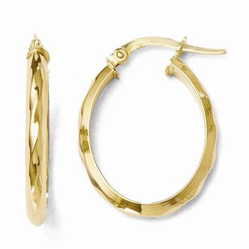 14k Yellow Gold Polished Oval Hoop Earrings