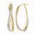 14k Yellow Gold Polished Glitter Infused Oval Twist Hoop Earrings