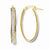 14k Yellow Gold Polished Glitter Infused Oval Hoop Earrings