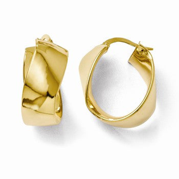 14k Yellow Gold Polished Twisted Hoop Earrings