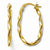 14k Yellow Gold Polished & Textured Twisted Oval Hoop Earrings