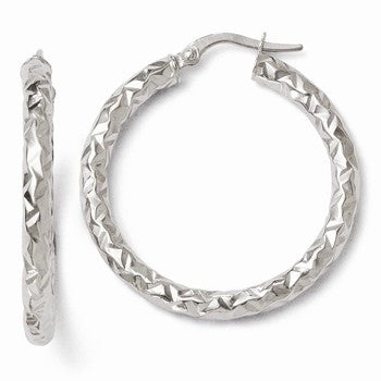 14k Yellow Gold ForeverLite White Gold Polished & Textured Earrings