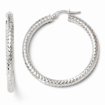 14k Yellow Gold ForeverLite White Gold Polished & Textured Earrings