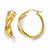 14k Yellow Gold Polished & Textured Twisted Hinged Hoop Earrings