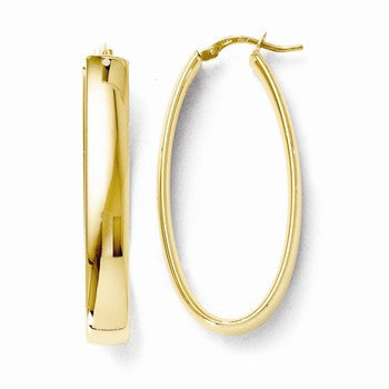 14k Yellow Gold Polished Oval Hoop Earrings