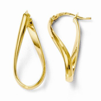 14k Yellow Gold Polished Oval Twisted Hoop Earrings