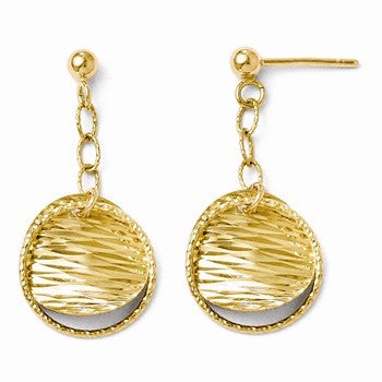 14k Yellow Gold Polished & Diamond-cut Post Dangle Earrings
