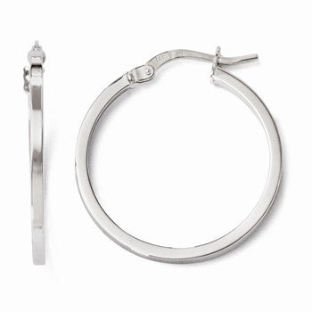 14k White Gold Polished Hoop Earrings