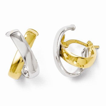 14k Two-tone Polished Hinged Hoop Earrings