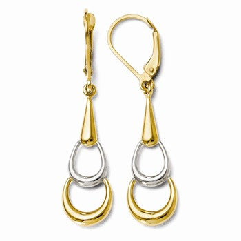 14k Two-tone Polished Dangle Leverback Earrings