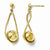 14k Yellow Gold Polished & Textured Post Dangle Earrings