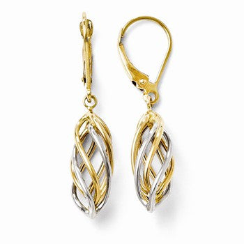 14k Two-tone Polished Leverback Earrings