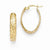 14k Yellow Gold Polished w/Laser Design Oval Hoop Earrings
