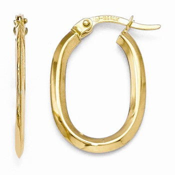 14k Yellow Gold Polished Oval Hinged Hoop Earrings