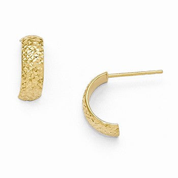 14k Yellow Gold Polished & Diamond-cut Hoop Earrings