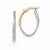 White Rhodium Plated 14k Yellow Gold Diamond-cut Oval Hoop Earrings