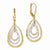 14k Tri-color Polished Diamond-cut Leverback Earrings