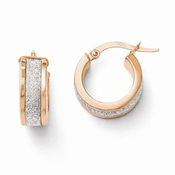 14k Rose Gold Glitter Infused Hinged Hoop Earrings