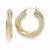 14k Yellow Gold Polished Glitter Infused Twisted Hinged Hoop Earrings