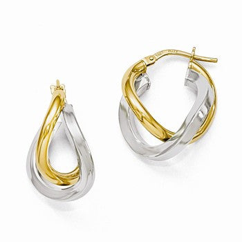 14k Two-tone Polished Hoop Earrings