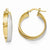 14k Yellow Gold with Rhodium Plated Polished Textured Hoop Earrings