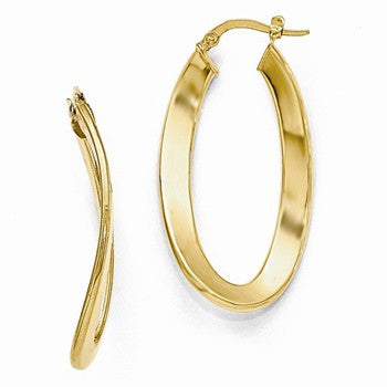 14k Yellow Gold Polished Oval Hinged Hoop Earrings
