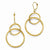 14k Yellow Gold Scratch Finish Round Dangle Leverback Earrings