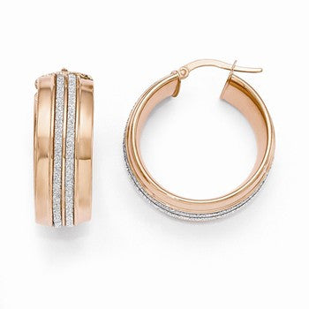 14k Rose Gold Glitter Infused Hoop Earrings