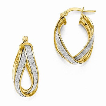 14k Yellow Gold Glitter Infused Double Twist Earrings
