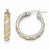 14k White Gold with Yellow Polished Textured Hoops, Jewelry Earrings