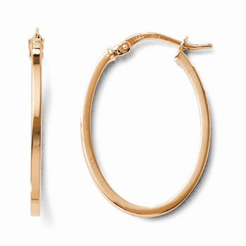 14k Rose Gold Polished Oval Hoop Earrings