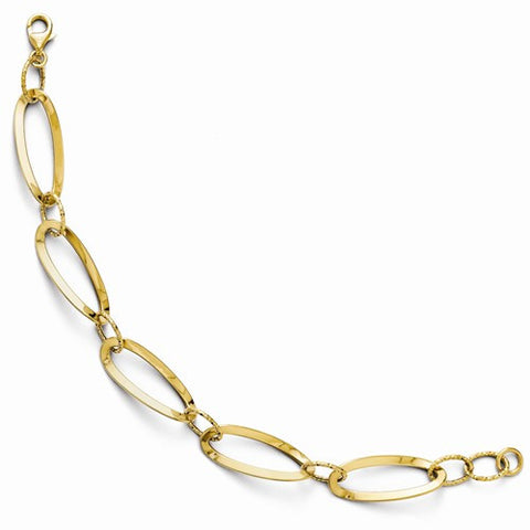 14K Yellow Gold Polished & Textured Fancy Link Bracelet