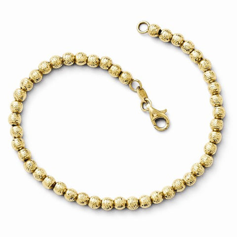 14K Yellow Gold Diamond-Cut Beaded Bracelet