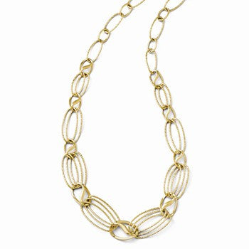 14K Yellow Gold Polished & Diamond-Cut Link Necklace