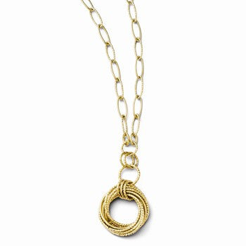 14K Yellow Gold Polished and Diamond-Cut Link Necklace