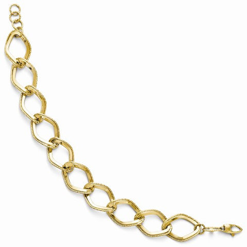 14K Yellow Gold Polished & Diamond-Cut Link Bracelet