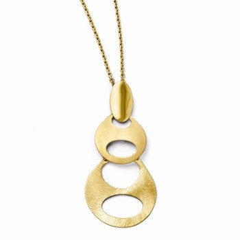 14K Yellow Gold Polished, Satin and Scratch Finish Necklace