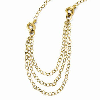 14K Yellow Gold Polished and Textured Fancy Link Necklace