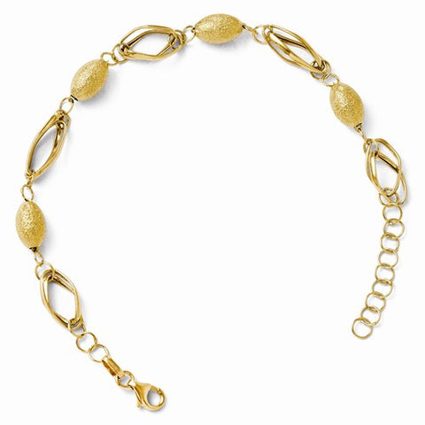 14K Yellow Gold Polished and Textured Beads Bracelet