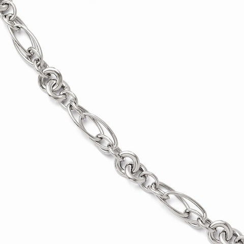 14K White Gold Polished Fancy Link Bracelet