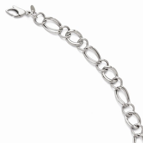 14K White Gold Polished Fancy Link Bracelet