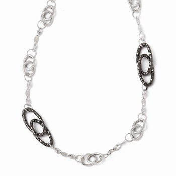 14K White Gold & Black Rhodium Textured Necklace