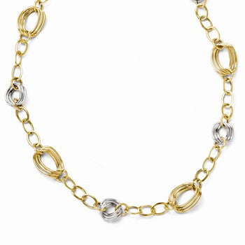14K Two-Tone Polished and Textured Necklace
