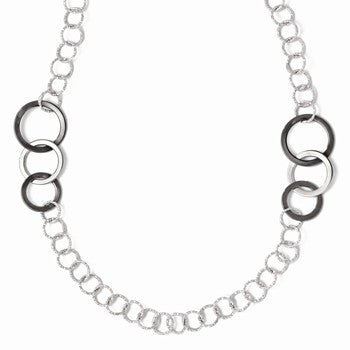 Black Rhodium Polished & Textured Necklace