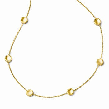 14K Yellow Gold Polished and Satin Beaded Necklace