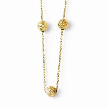 14K Yellow Gold Diamond-Cut Beaded Necklace