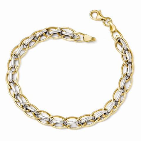 14K White and Yellow Gold Polished Fancy Link Bracelet