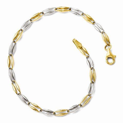 14K White and Yellow Gold Polished Fancy Link Bracelet