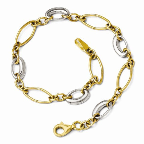 14K White and Yellow Gold Polished Fancy Link Bracelet