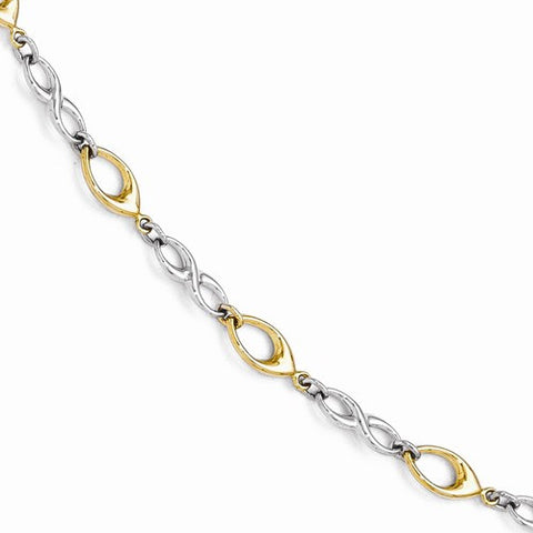 14K White and Yellow Gold Polished Bracelet